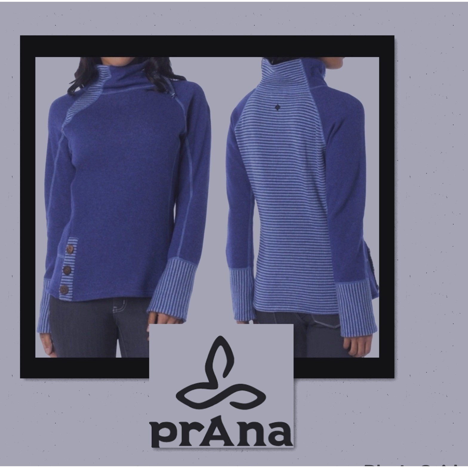 Prana Women's Size Xs Lucia Wool Blend Funnel Neck Fleece Sweater Purple Long S
